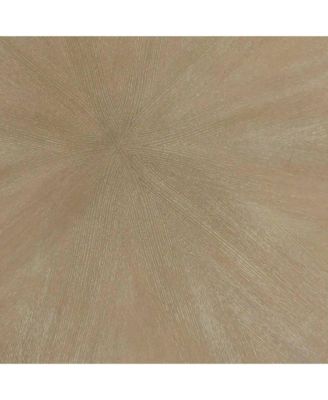 Round Coffee Table with Starburst Veneer Top, Reclaimed Greige Wood Finish, Modern Living Room Design