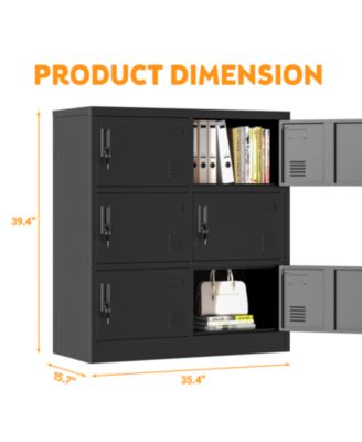 Streamdale 6-Door Employee Storage Locker w/ Card Slot (Black)