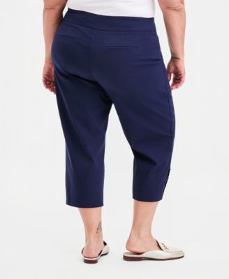 Plus Size Side-Button Capri Pants, Macy's Exclusive