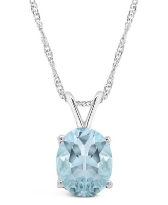 Black Onyx (10x8mm) & Aquamarine (2-3/8 ct. t.w.) Pendant Necklace in 14k Yellow Gold (also in 14k White Gold)
