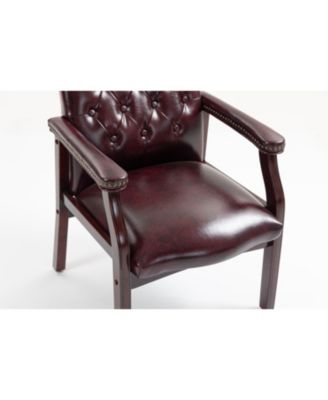 Streamdale Leather Reception Guest Chair Burgundy
