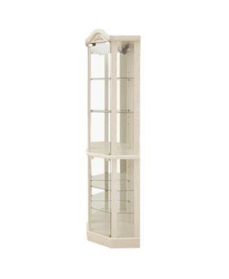 Streamdale Lighted Corner Curio Cabinet - Adjustable Shelves - White