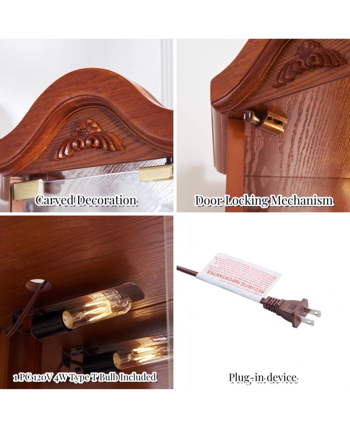 Streamdale Lighted Corner Curio Cabinet - Adjustable Shelves - Oak