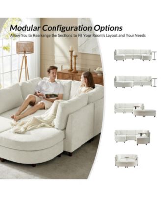 Dayman 6-Piece Modern Storage Convertible Sectional Sofa with End Table