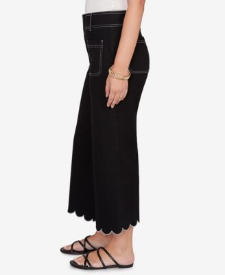 Petite Scallop Hem Contrast Stitch Ankle Jeans