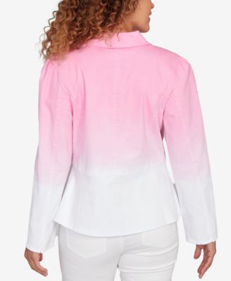 Petite Ombre Denim Peplum Jacket