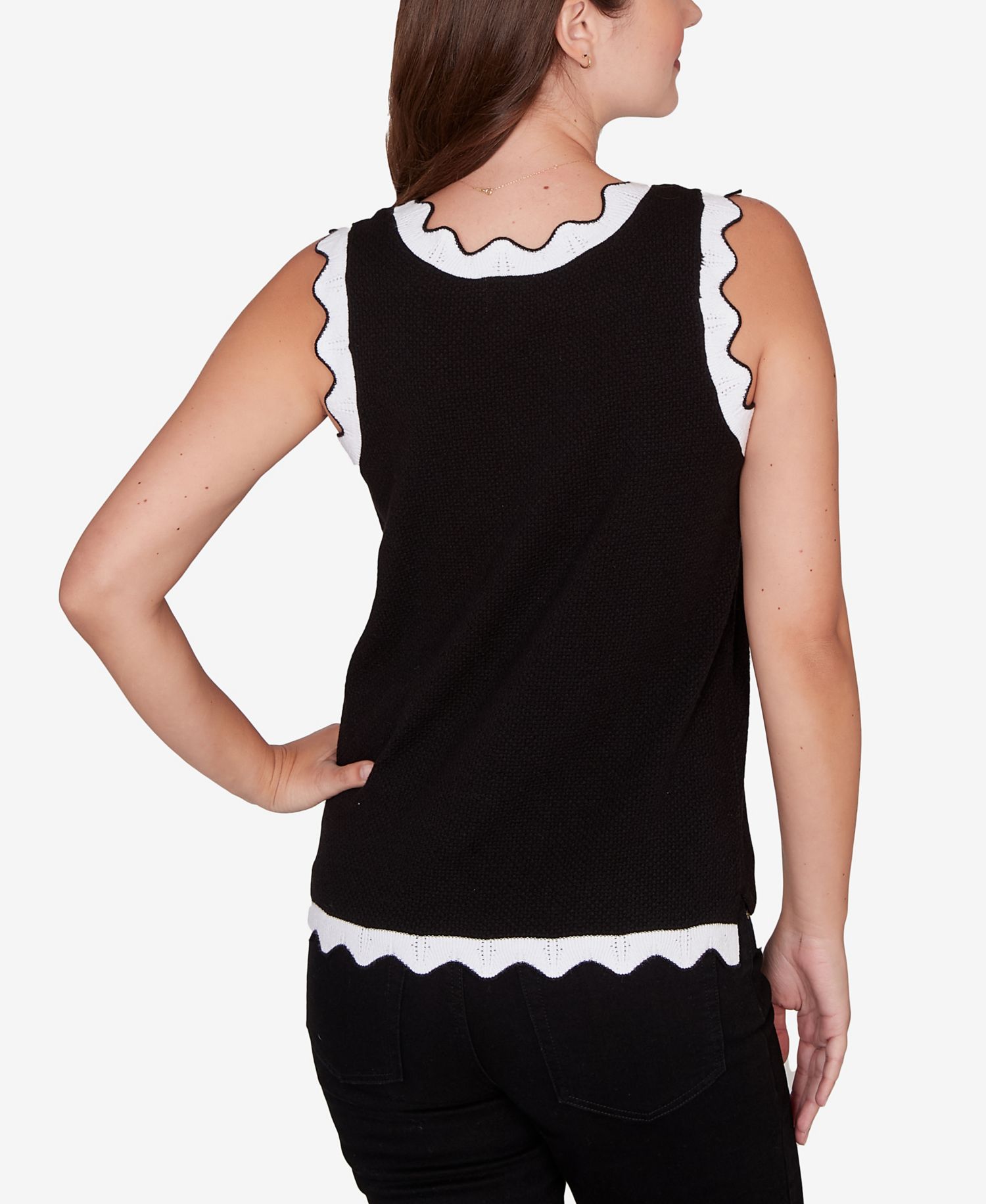 Petite Scallop Trim Sweater Tank Top