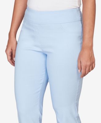 Petite Lace Trim Pull On Silky Tech Ankle Pants