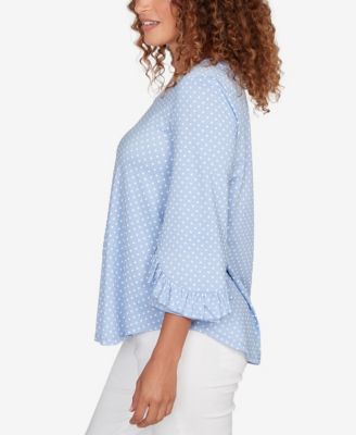 Petite Polka Dot Puff Print Knit Top