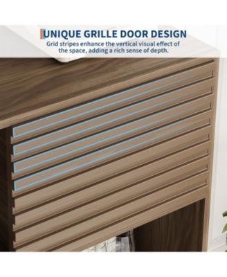 Modern 3-Tier Accent Cabinet with Doors, Wooden Buffet Sideboard with Metal Legs, Storage Stand for Living Room, Dining Room, or Hallway