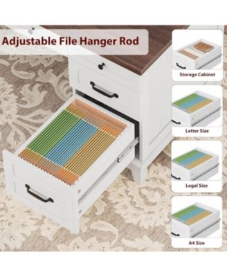 53.5" Farmhouse Executive Desk with File Drawers, Charging Station, Computer Desk with Storage, Home Office Writing Table
