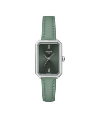 Women's Quartz Green Leather Strap Watch, 21.80mm