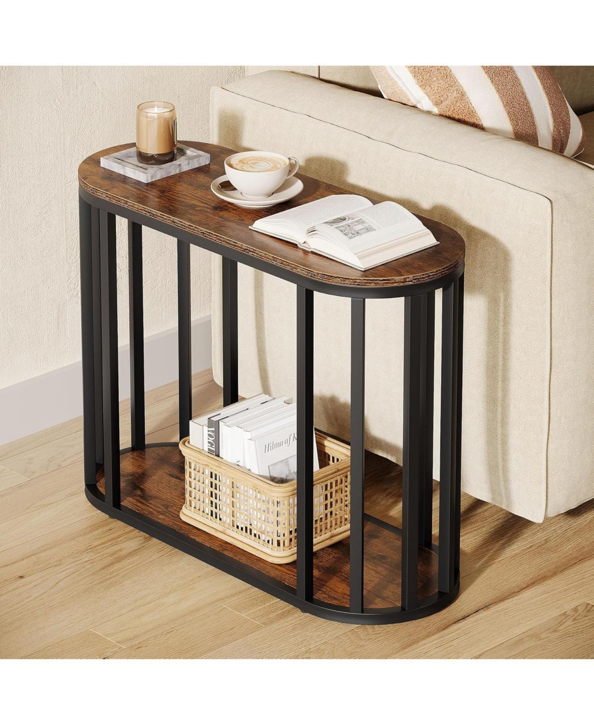 Tribesigns Narrow End Table with Storage, 31.5"D x 11.81"W x 23.62"H (1)