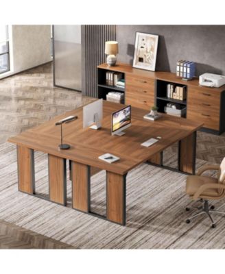 63   L-Shaped Executive Desk, Office Table with 39.37-Inch Drawers Cabinet, Large Computer Desk