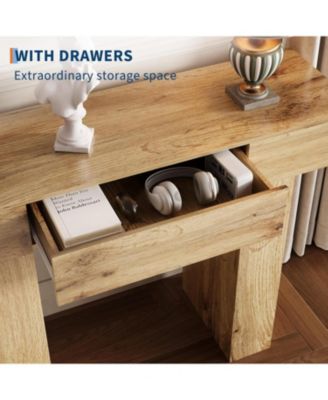 47" Console Table with Drawer – Wooden Industrial Farmhouse Sofa Table for Entryway, Hallway, or Behind Couch
