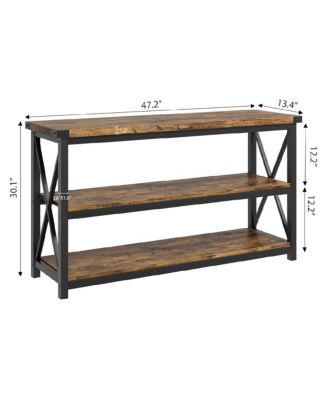 47" Long Console Table, 3-Tier Entryway Table with Storage Shelves, Rectangular Sofa Table for Entryway,"dustrial Entry Table for EntrywayBrown