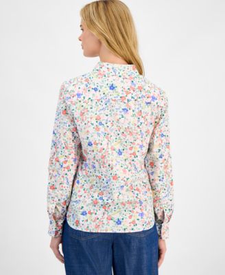 Nautica Women's Belagio Floral Roll-Tab Shirt