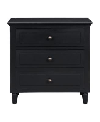 Nightstand with 3 Drawers Modern Bedside Table with Smooth Gliding Rails & Metal Handle