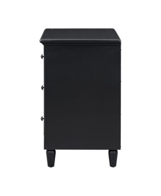 Nightstand with 3 Drawers Modern Bedside Table with Smooth Gliding Rails & Metal Handle