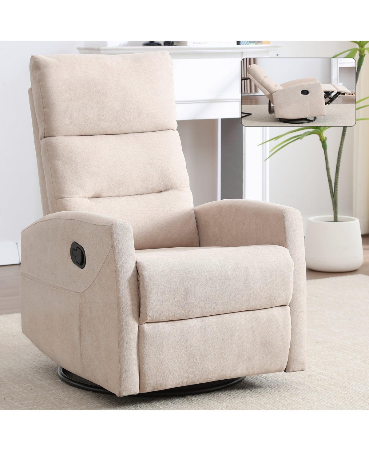 Boyel Living Manual Recliner Chair with Rocker and Swivel Fabric for Room
