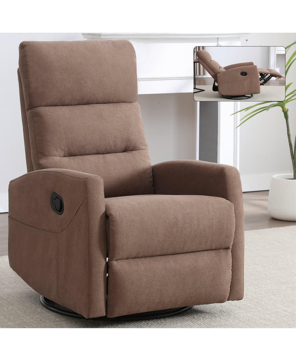 Boyel Living Manual Recliner Chair with Rocker and Swivel Fabric for Room