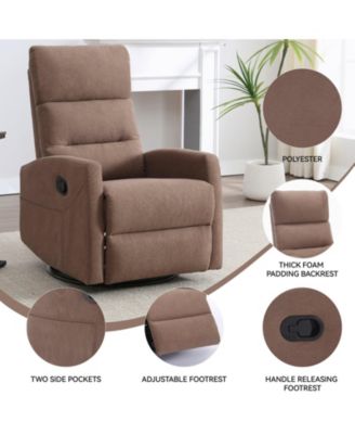 Manual Recliner Chair with Rocker and Swivel in Fabric for Living Room