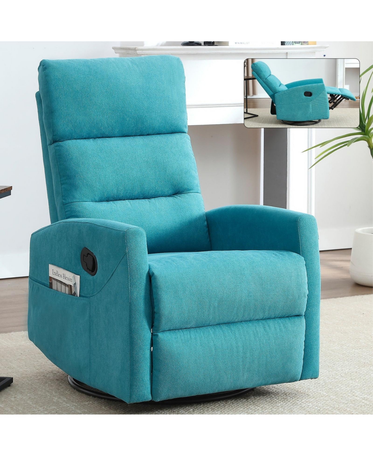 Boyel Living Manual Recliner Chair with Rocker and Swivel Fabric for Room