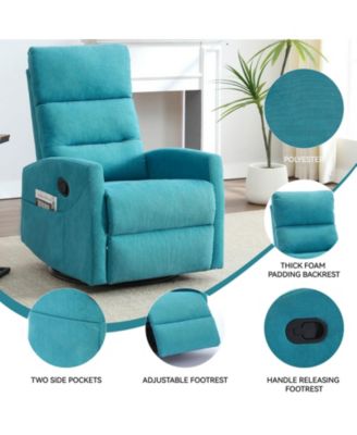 Manual Recliner Chair with Rocker and Swivel in Fabric for Living Room