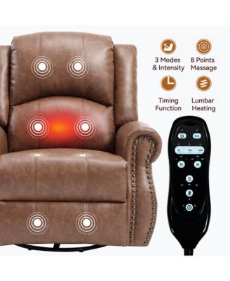 Faux Leather Recliner Chair Rocker Swivel Chair Manual Recliner with Heat & Massage