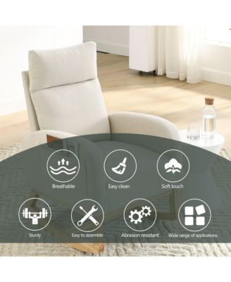 27.6" W Modern Accent High Backrest Living Room Lounge Arm Rocking Chair, Two Side Pocket