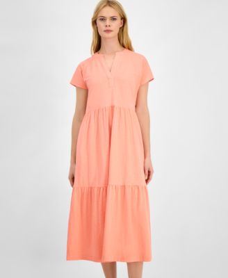 Women's Cotton Tiered Midi Dress
