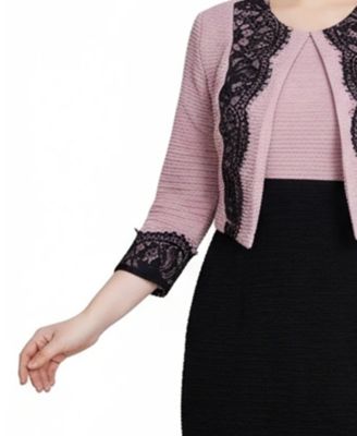 Women's Lace-Detail 2 Piece Textured Knit Dress Set