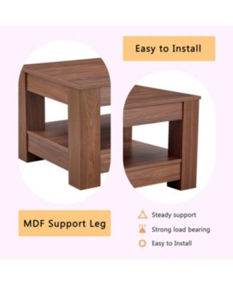 Walnut coffee table, double-layered, MDF, suitable for living room, bedroom, study