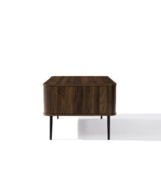 Dark Oak with Basket Weave Design Manufactured Wood 1-Sliding Door Coffee Table