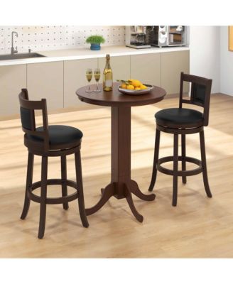 30 Inch Wood Pub Round Dining Table with Pedestal Base Kitchen Diner Table