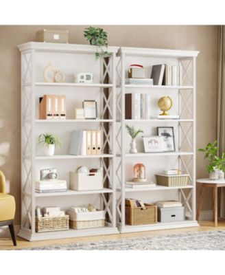 6-Tier Bookcase Set of 2, 71 Inches Industrial Bookshelves and Bookcases with 5 Shelf Display Storage Shelves