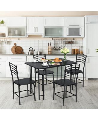 5 Pcs Modern Dining Table Set 4 Chairs Steel Frame Home Kitchen Furniture