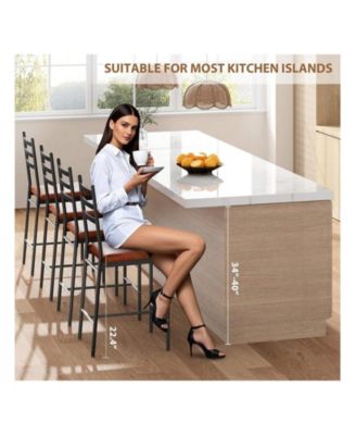 Home Bar Stools Set Of 2/4, Faux Leather Bar Chair With Back, Thick Cushion, Upholstered Counter Height Bar Stools, Footrest For Counter Bar