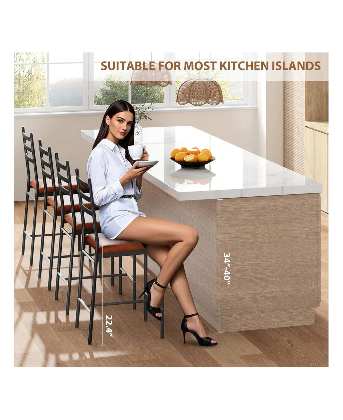 gaomon Home Bar Stools Set Of 2/4, Faux Leather Bar Chair With Back, Thick Cushion, Upholstered Counter Height Bar Stools, Footrest For Counter Bar