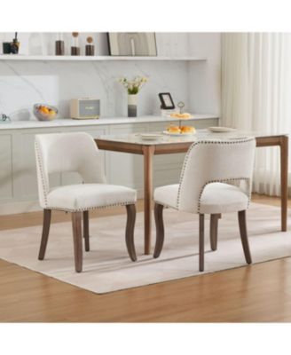 Wooden Upholstered Dining Chairs - Set of 2
