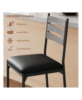 Bar Stools Set Of 2, Wooden Barstools, Faux Leather Upholstered Bar Chair With Back & Footrest & Thick Cushion