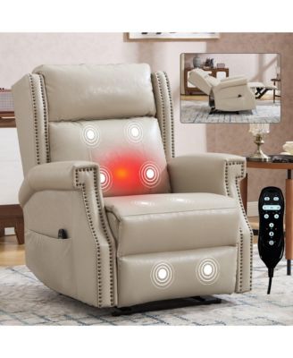 Faux Leather Manual Recliner Chair for Living Room with 8 Vibrating Nodes and 155-Degree Recline