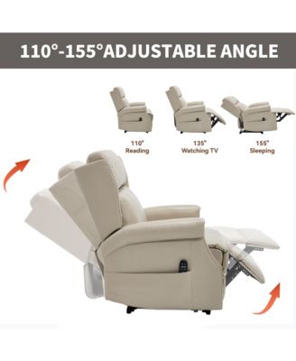 Faux Leather Manual Recliner Chair for Living Room with 8 Vibrating Nodes and 155-Degree Recline