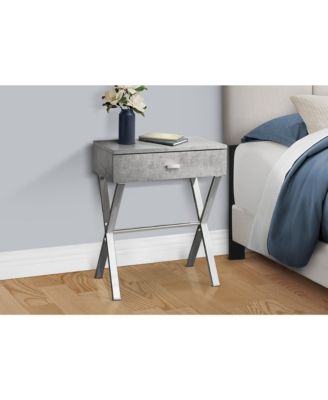 Accent Table, Side, End, Nightstand, Lamp, Storage Drawer, Living Room, Bedroom, Grey Laminate, Chrome Metal, Contemporary, Modern