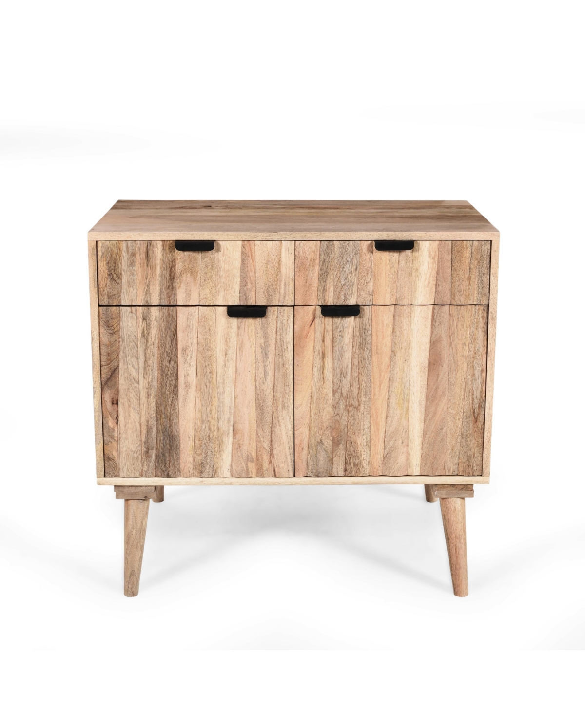 Lovmor Natural Mango Wood Furniture with Smart Storage Drawers Dual Cabinets and Safety Restraint System