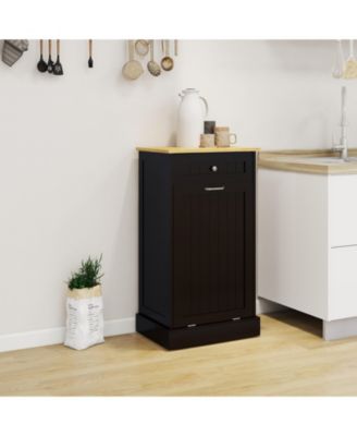 Black E1 MDF Trash Cabinet with Tilt Out Design for Kitchen Island Laundry Box and Recycling Use