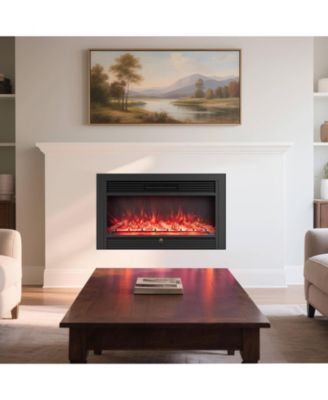 36" Electric Fireplace Insert 1500W Recessed Fireplace Heaterwith Remote Control