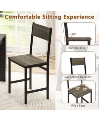 Set of 4 Dining Chairs w/Metal Legs Slanted Back Wide Seat for Living Room