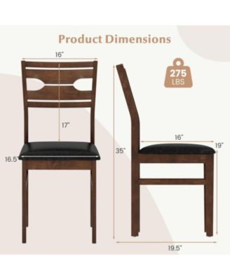 Dining Chair Set of 4 w/ Rubber Wood Frame Padded Seat Curved Backrest