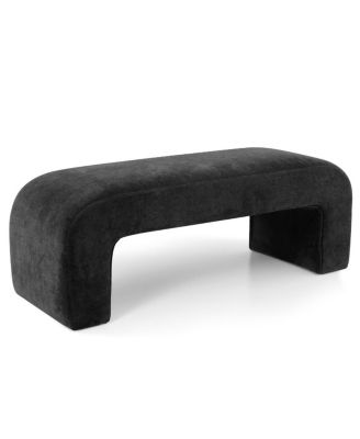 47" Upholstered Scroll Velvet Waterfall Bench/Chenille Entryway Bench-